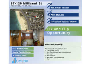 Fix and Flip 2nd: Hawaii Home, 3 Blocks from the Beach Investment Opportunity!