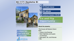 Hookeha: Fix and Flip 2nd: Growing area in Hawaii Investment Opportunity!