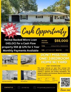 🔥 Rental Backed Micro Loan ( HELOC) for a Cash Flow property 55K @ 12% 💰