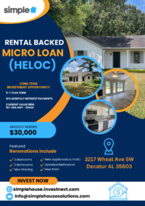 Rental Backed 2nd lien with quarterly interest payments