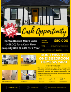 🔥 Rental Backed Micro Loan ( HELOC) for a Cash Flow property 80K @ 24% 80,000