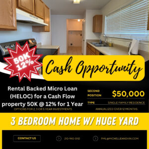 🔥 Rental Backed Micro Loan ( HELOC) for a Cash Flow property 50K @ 12% 50,000