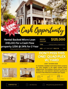 🔥 Rental Backed Micro Loan ( HELOC) for a Cash Flow property 125K @ 24% 125,000