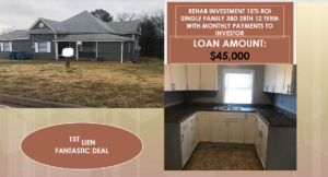 REHAB SINGLE FAMILY 15% ROI FIRST LIEN POSITION