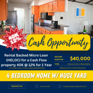 🔥 Rental Backed Micro Loan ( HELOC) for a Cash Flow property 40K @ 12% 💰